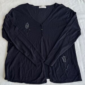 Black Embroidered Women's Cardigan